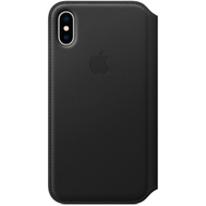 Чехол Apple Leather Folio для iPhone X чёрный