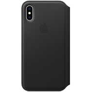 Чехол Apple Leather Folio для iPhone XS, чёрный