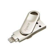 Флешка USB Apacer AH790, 64GB, USB 3.1 + Lightning, Серебристый
