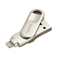Флешка USB Apacer AH790, 32GB, USB 3.1 + Lightning, Серебристый