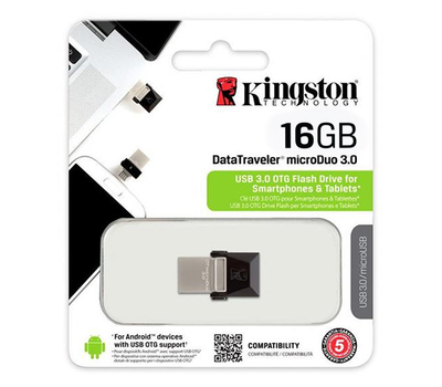 USB Флеш Kingston OTG DTDUO3 16GB металл