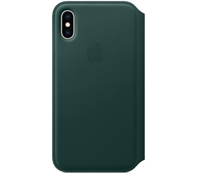 Чехол Apple Leather Folio для iPhone XS, зелёный лес