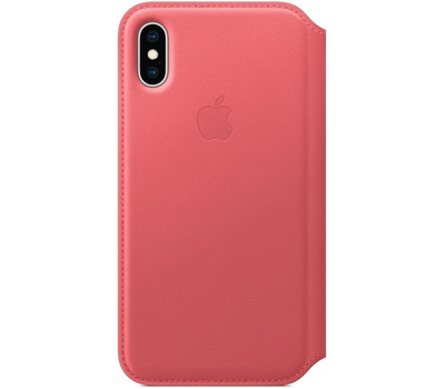 Чехол Apple Leather Folio для iPhone XS, розовый пион