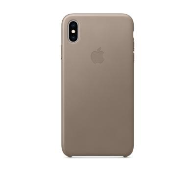 Чехол Apple Leather Case для iPhone XS Max, платиново-серый