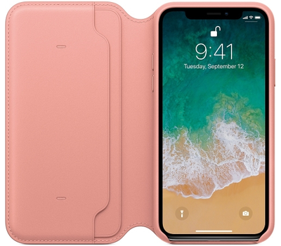 Чехол Apple Leather Folio для iPhone X Soft Pink