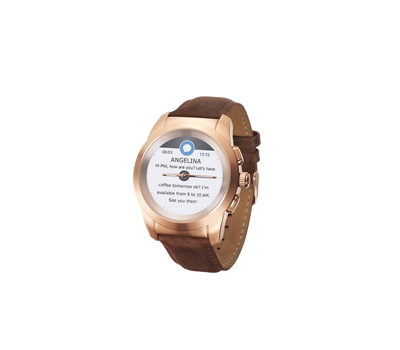 Смарт-часы MyKronoz ZeTime Premium Regular hybrid Pink Gold leather brown band
