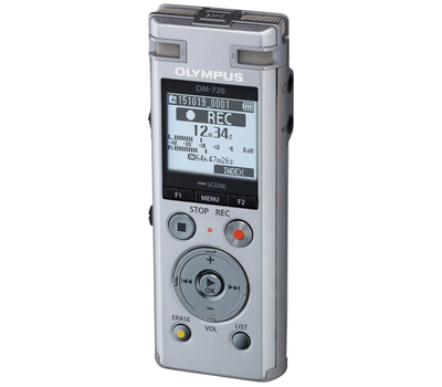 Диктофон цифровой Olympus DM-720, 4Gb, MP3/WAV/PCM, 1.36", USB, Silver +чехол CS-150