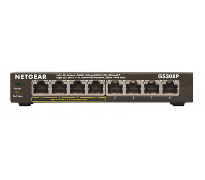 Коммутатор 8 port Netgear GS308P-100PES, Gigabit Ethernet, PoE