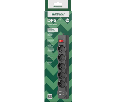 Сетевой фильтр Defender DFS 755 5м